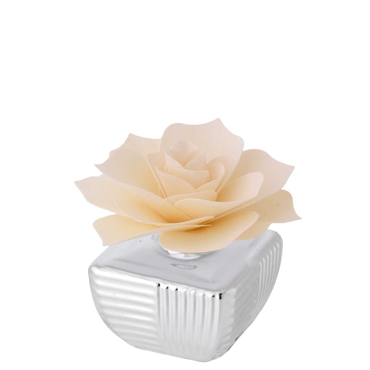 VASETTO 6x6 METALLIZZATO CON DIFFUSORE ROSA AVORIO